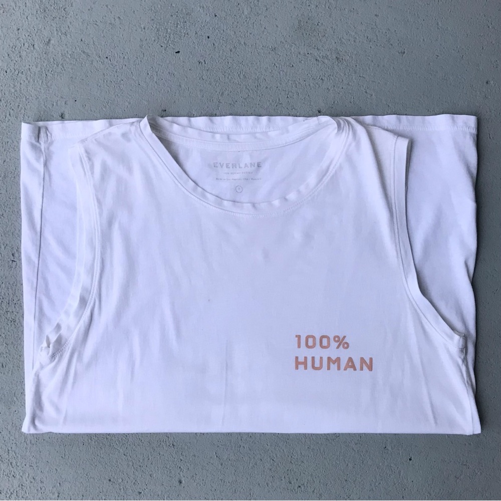 EVERLANE Equality Line 100% Human Printed Muscle Shirt Tank Top Sleeveless Tee - Picture 2 of 8